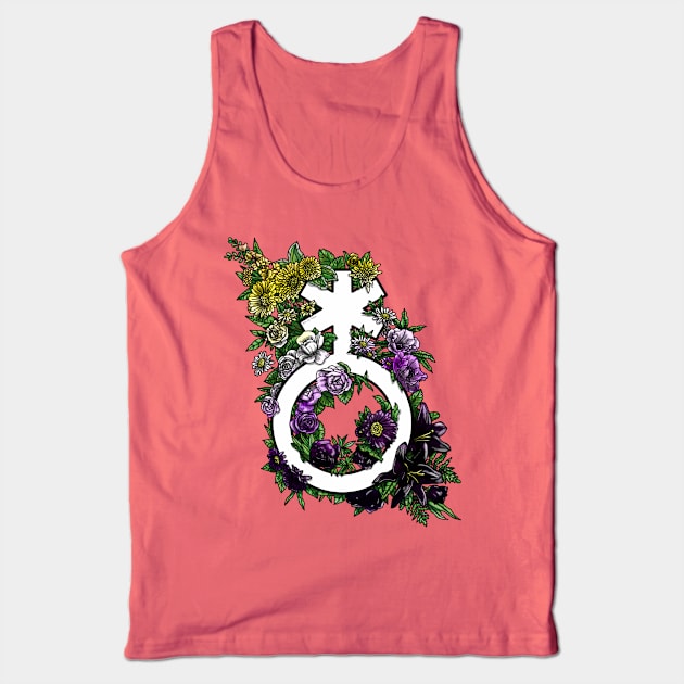 Non-binary Symbol Flowers Enby Tank Top by Art by Veya